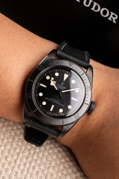 2021 Tudor Black Bay Master Chronometer Ceramic dial detail close-up