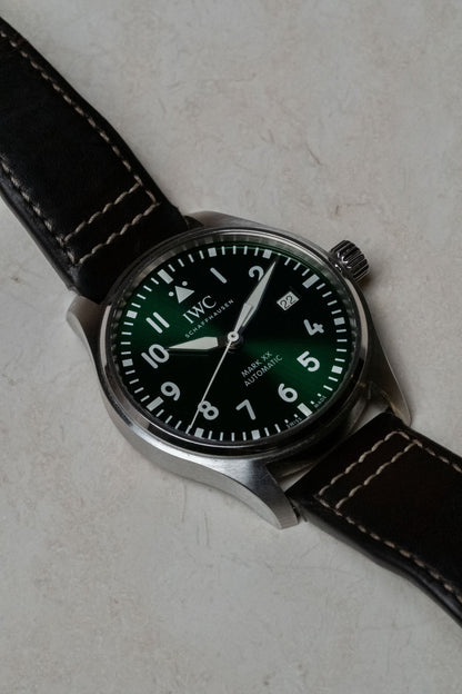 2023 IWC Schaffhausen Mark XX Green dial detail close-up