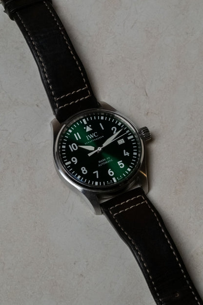 2023 IWC Schaffhausen Mark XX Green dial detail close-up