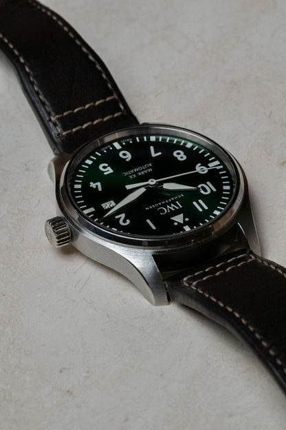 2023 IWC Schaffhausen Mark XX Green dial detail close-up