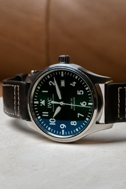 2023 IWC Schaffhausen Mark XX Green dial detail close-up