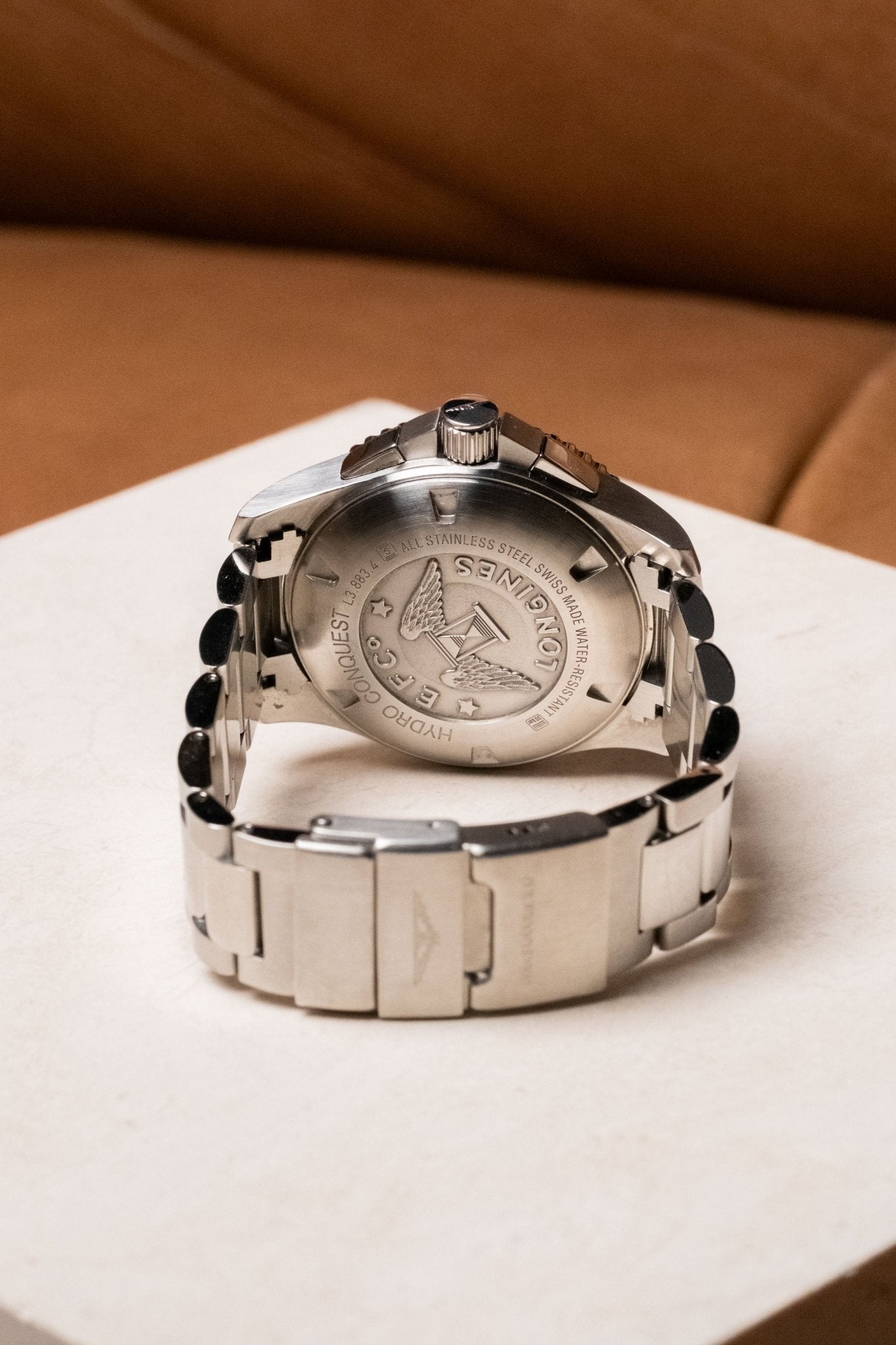 2023 Longines HydroConquest Chronograph Grey Dial L3.782.4.96.9 caseback view