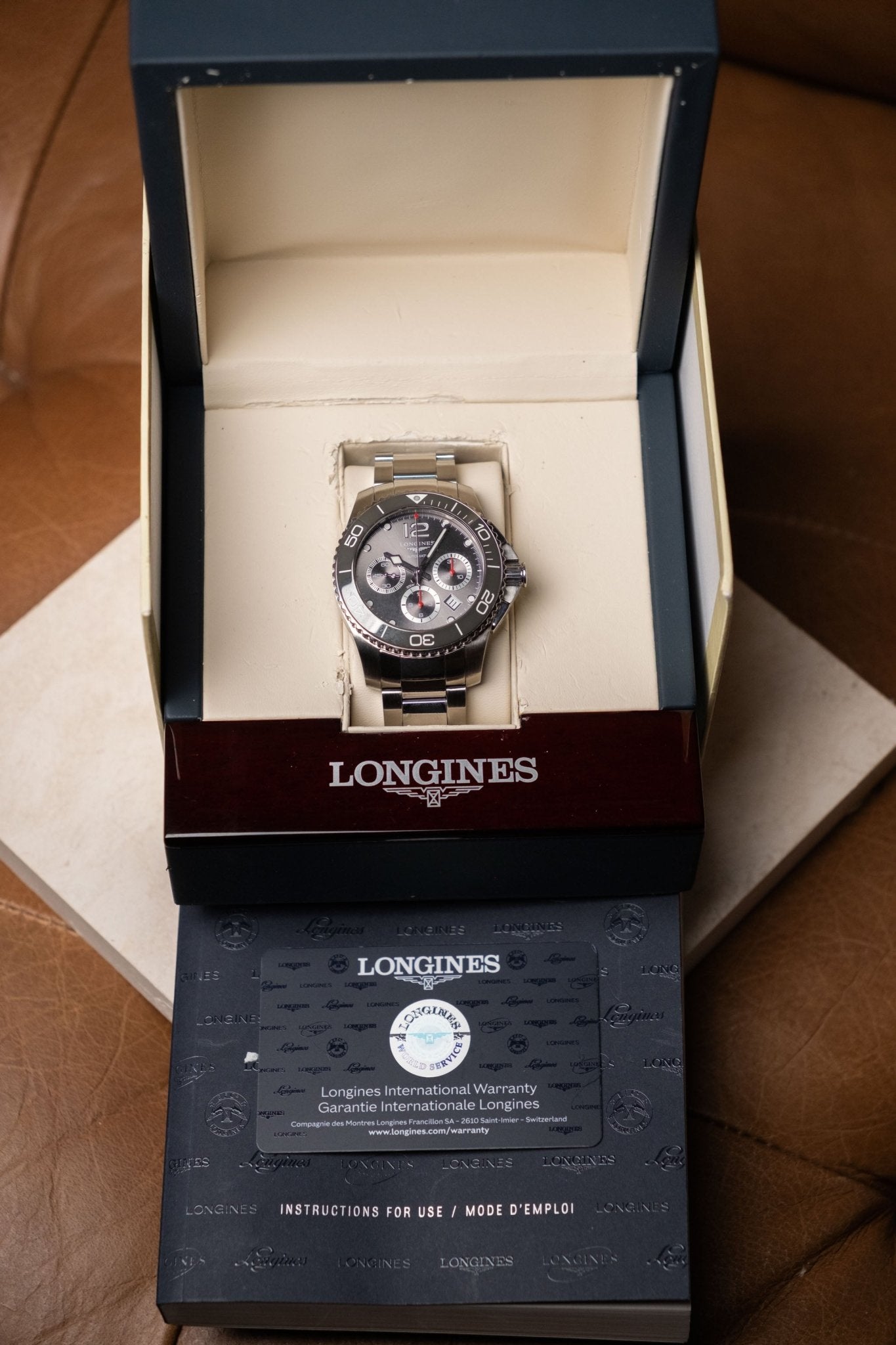 2023 Longines HydroConquest Chronograph Grey Dial L3.782.4.96.9 full set box and papers