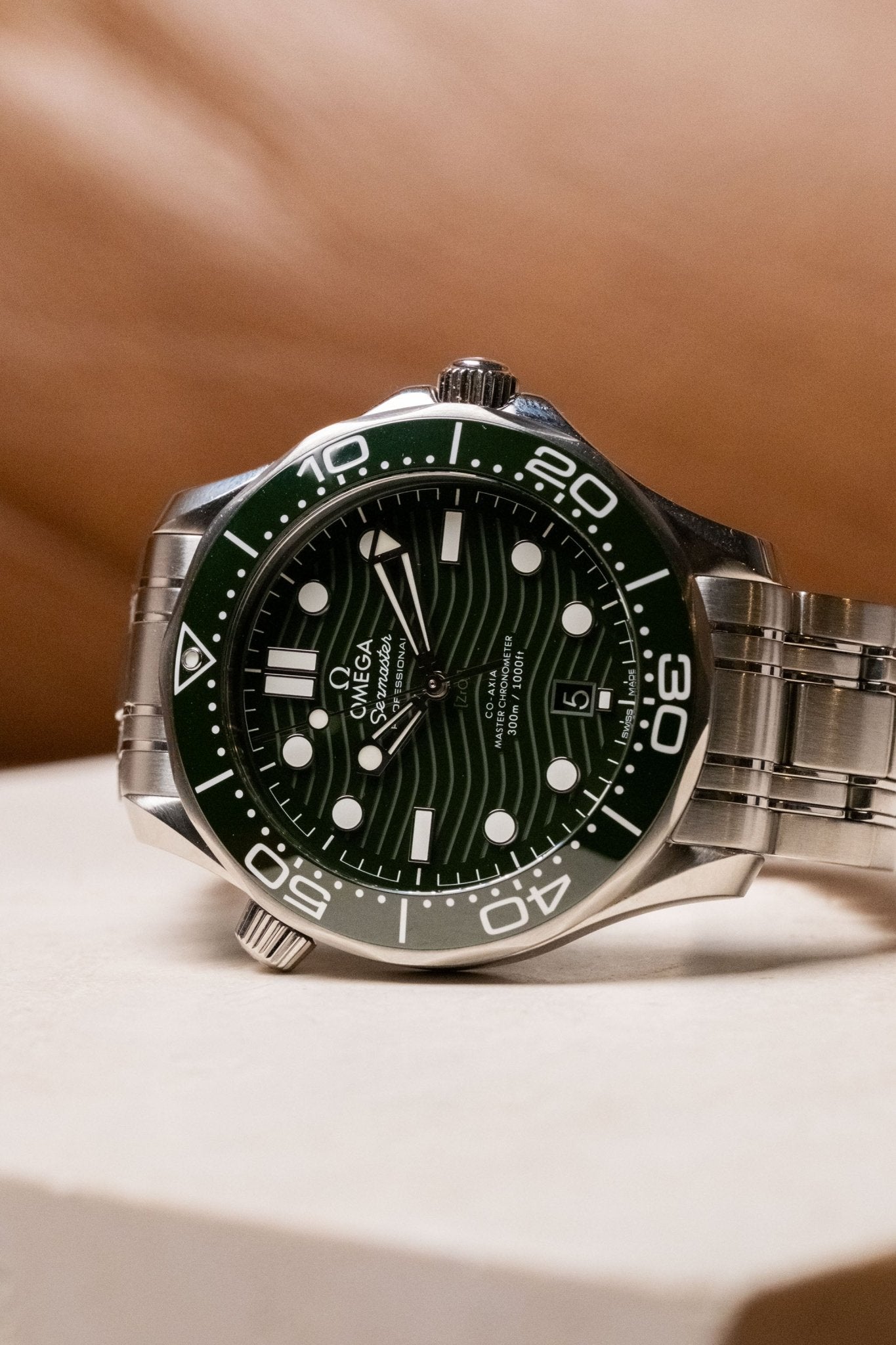 2023 Omega Seamaster 300M Professional Green Wave Dial Ceramic Bezel 210.32.42.20.10.001 - Wristory