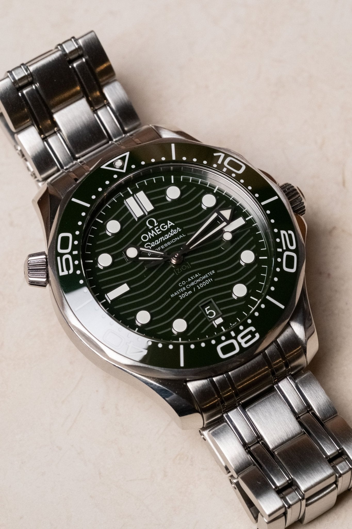 2023 Omega Seamaster 300M Professional Green Wave Dial Ceramic Bezel 210.32.42.20.10.001 - Wristory
