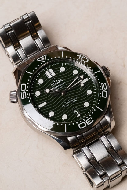 2023 Omega Seamaster 300M Professional Green Wave Dial Ceramic Bezel 210.32.42.20.10.001 - Wristory