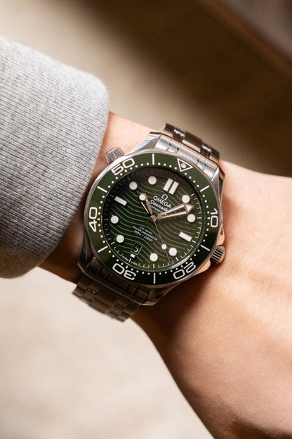 2023 Omega Seamaster 300M Professional Green Wave Dial Ceramic Bezel 210.32.42.20.10.001 - Wristory
