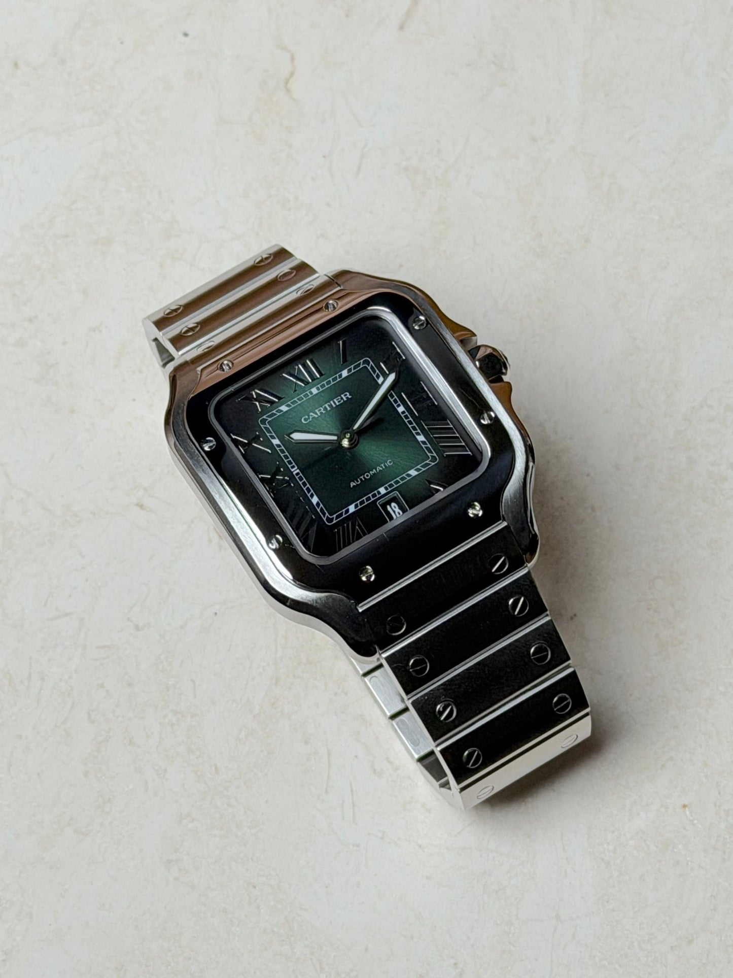 2024 Cartier Santos de Cartier Large Green Dial Ref. WSSA0062 - Wristory