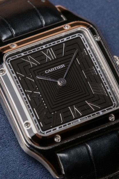 2024 Cartier Santos Dumont Black Lacquer WSSA0046 dial detail close-up
