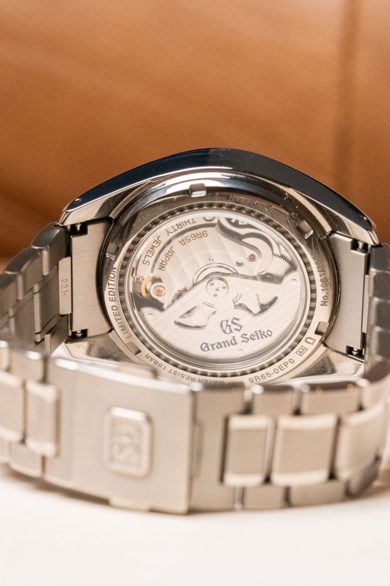 2024 Grand Seiko Heritage Collection Spring Drive 20th Anniversary Pink Snowflake SBGA497 caseback view