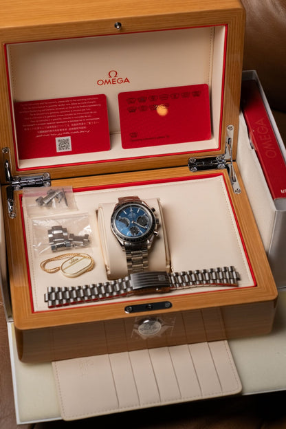 2024 OMEGA Speedmaster Racing Chronograph Blue Dial 326.30.40.50.03.001 full set box and papers