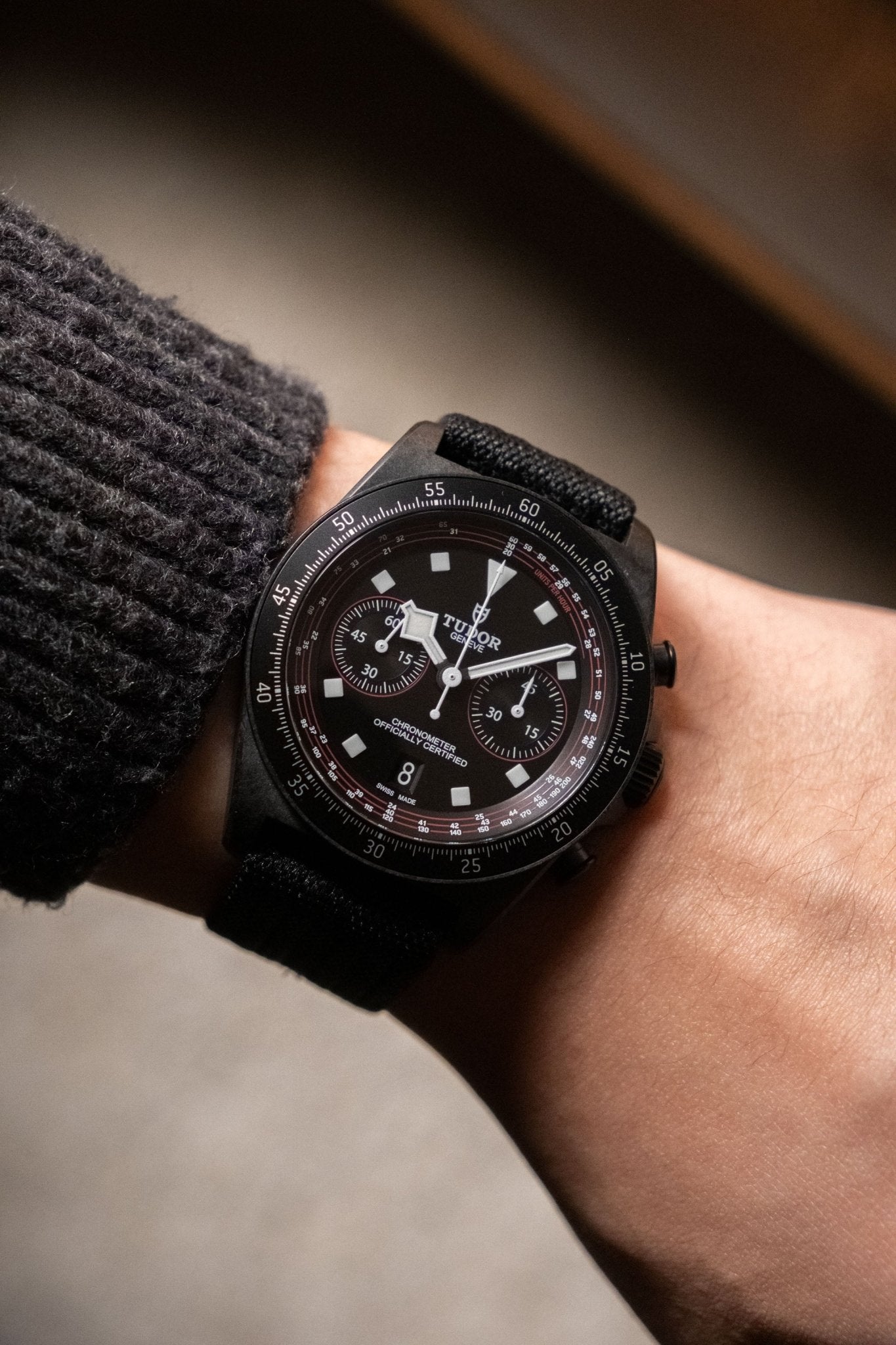 2024 Tudor Pelagos FXD Chrono Cycling Edition 43mm Ref. M25827KN-0001 dial detail - Wristory