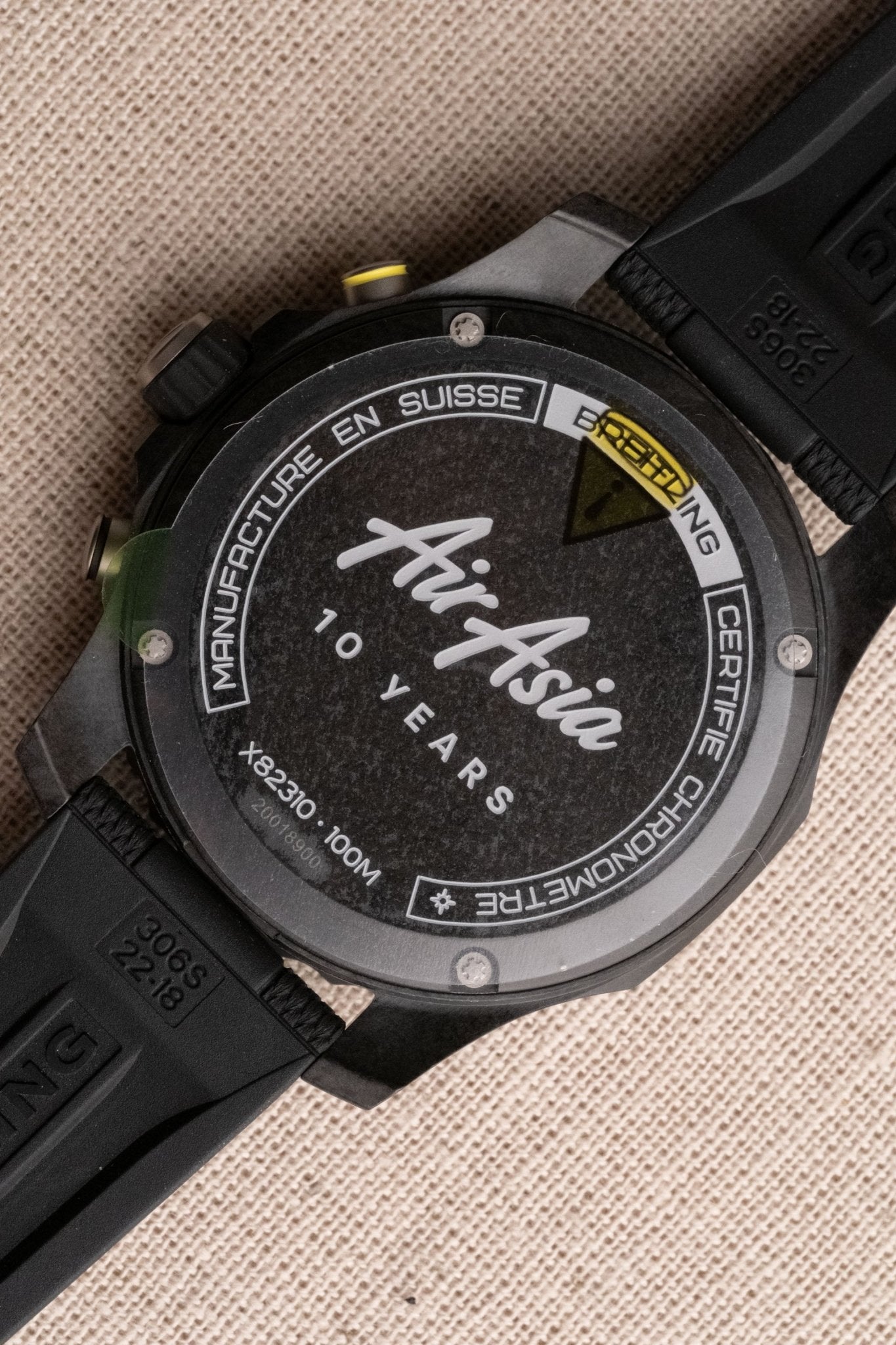 2025 Breitling Endurance Pro 44 Chronograph “Air-Asia” 10 Years Service Edition caseback view