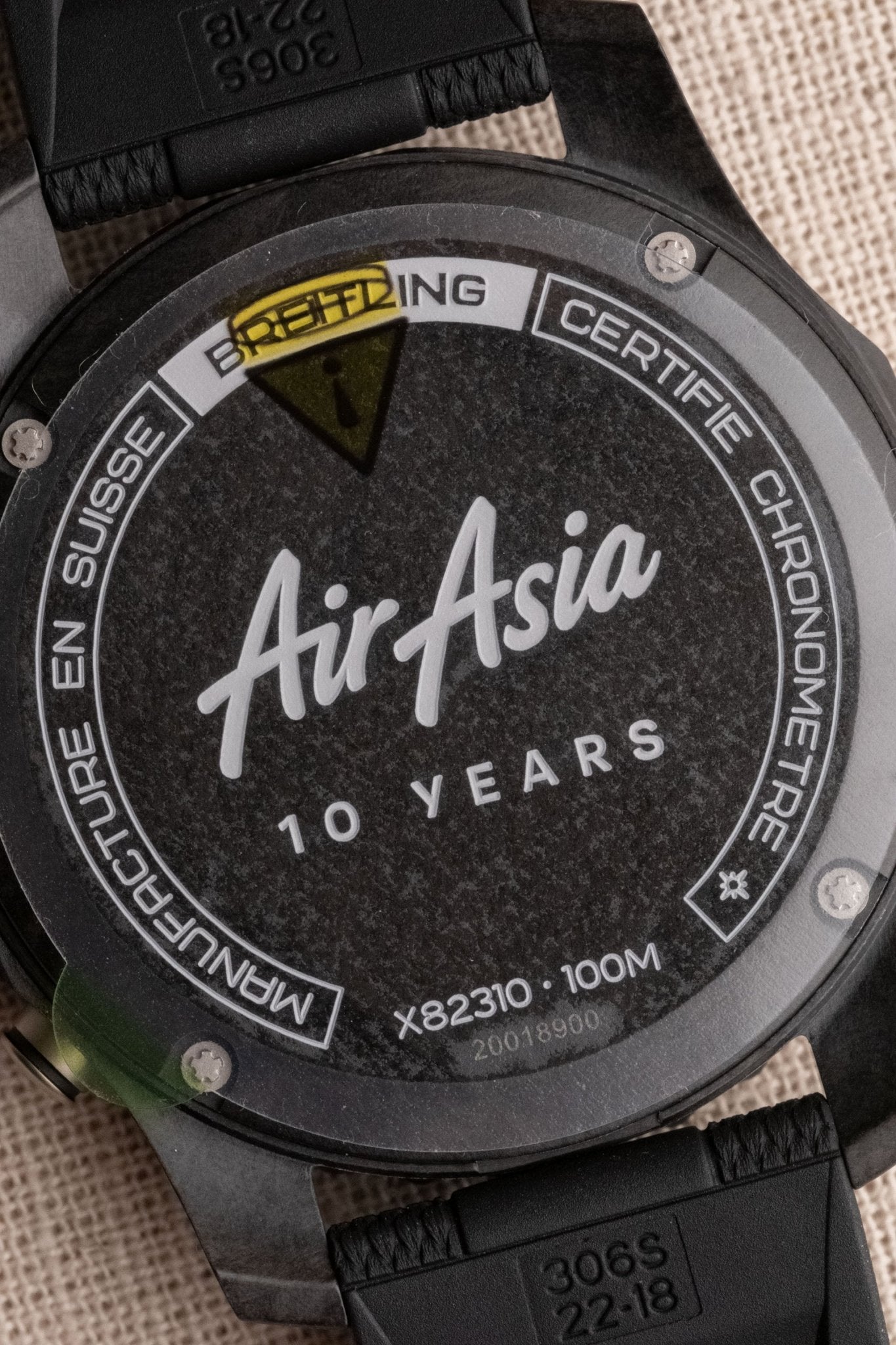 2025 Breitling Endurance Pro 44 Chronograph “Air-Asia” 10 Years Service Edition caseback view