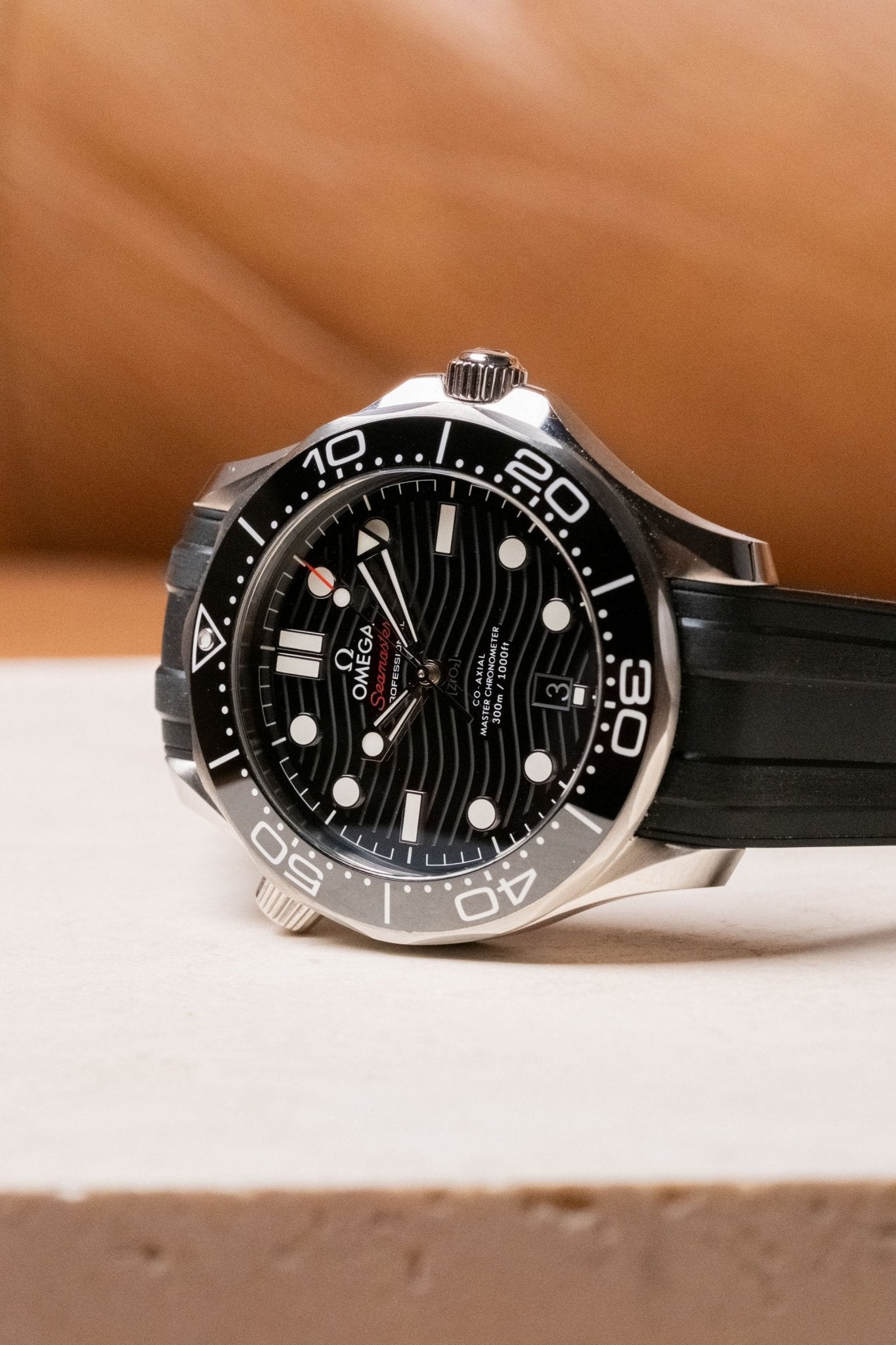 2025 OMEGA Seamaster Diver 300M Black Wave Dial on Rubber Ref 210.32.42.20.01.001 - Wristory