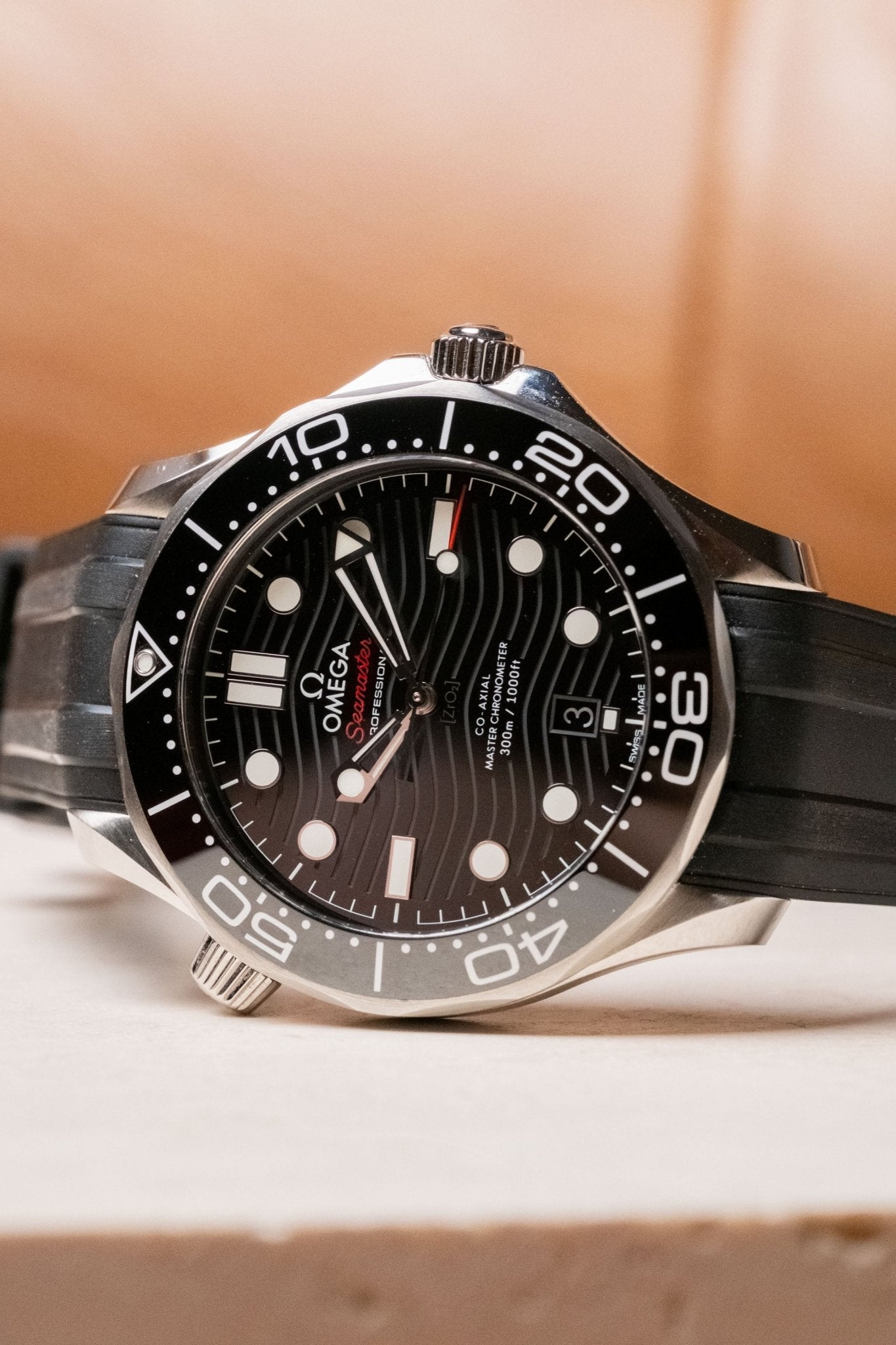 2025 OMEGA Seamaster Diver 300M Black Wave Dial on Rubber Ref 210.32.42.20.01.001 - Wristory