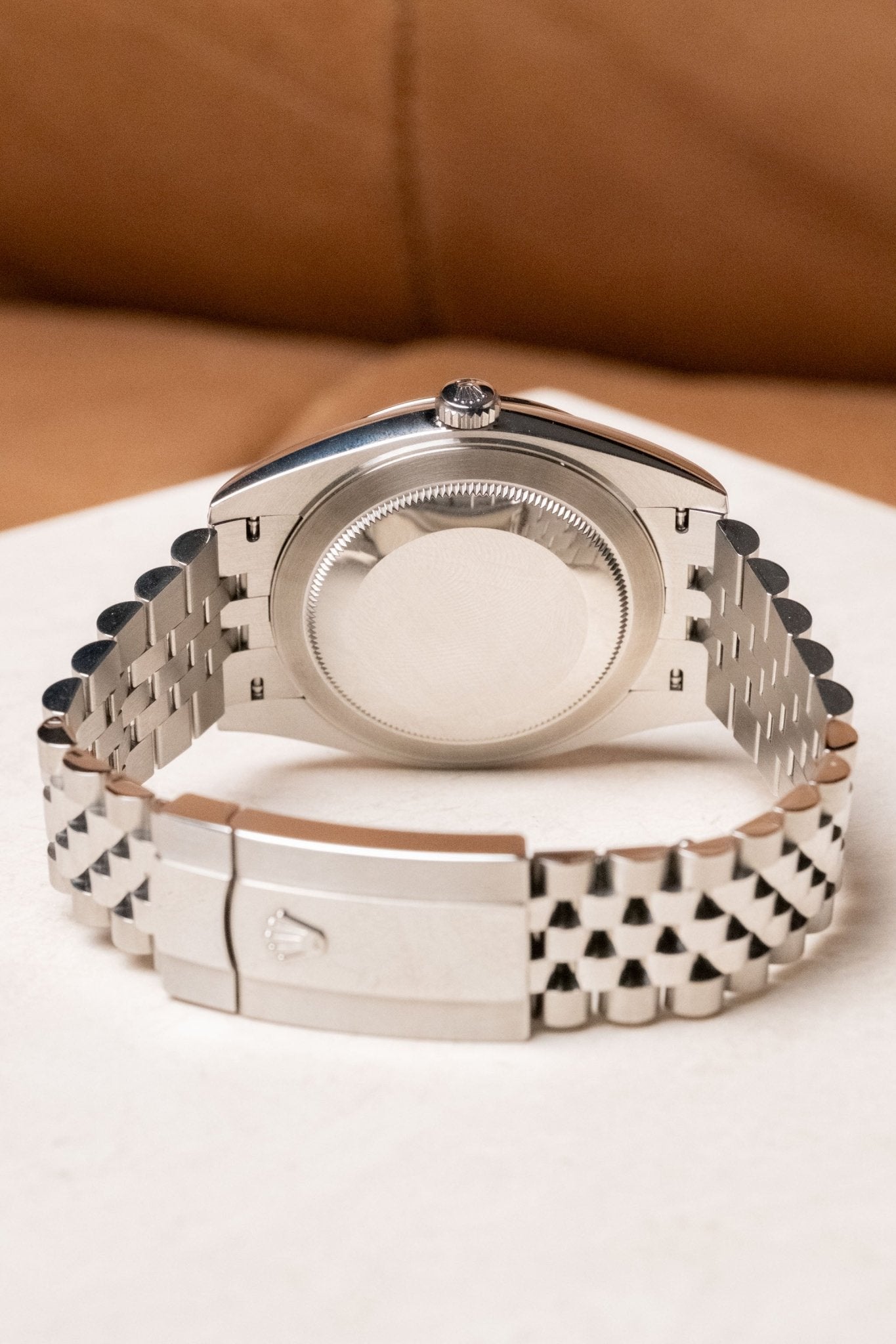 2026 Rolex Datejust 41 Fluted Jubilee “Azzuro Blue Roman” 126334 caseback view