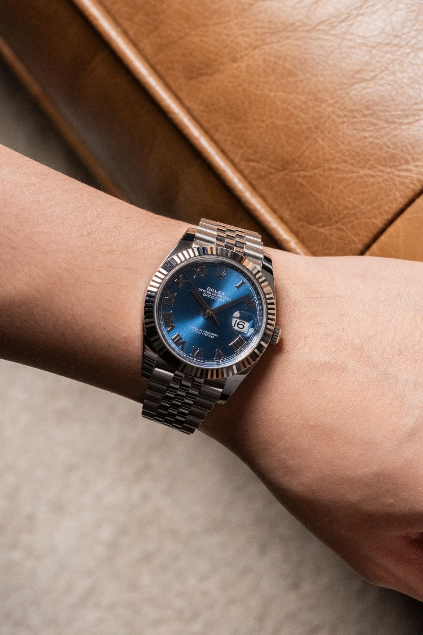 2026 Rolex Datejust 41 Fluted Jubilee “Azzuro Blue Roman” 126334 Details