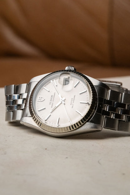 Circa 1989 Tudor Prince Date with Rolex Engraved Crown and Caseback Ref. 74034 - Wristory