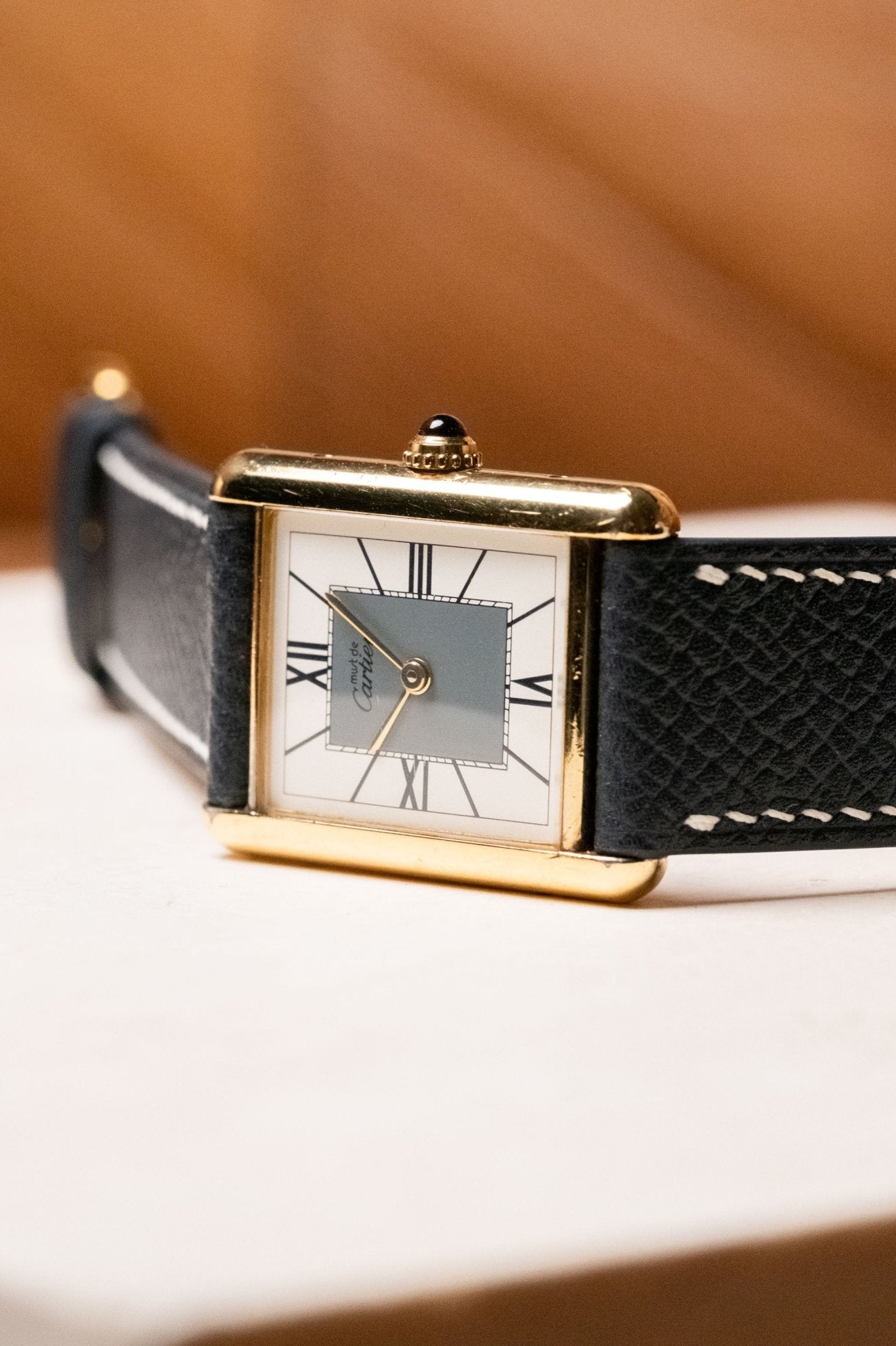 1990s Circa 1990s Cartier Tank Vermeil Must de Cartier LM White Roman Dial Quartz 590005 pre-owned watch Wristory Melbourne