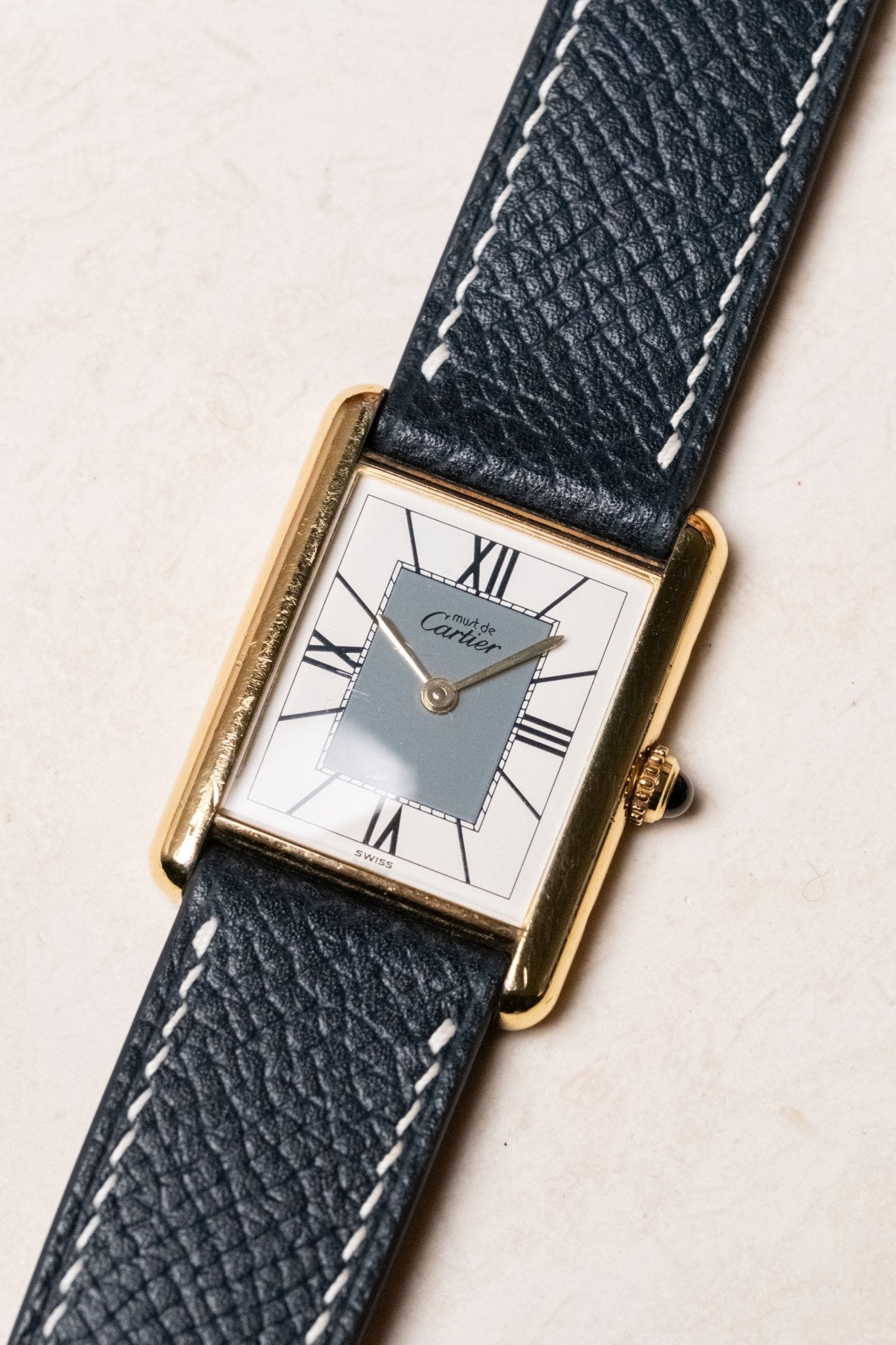 1990s Circa 1990s Cartier Tank Vermeil Must de Cartier LM White Roman Dial Quartz 590005 pre-owned watch Wristory Melbourne
