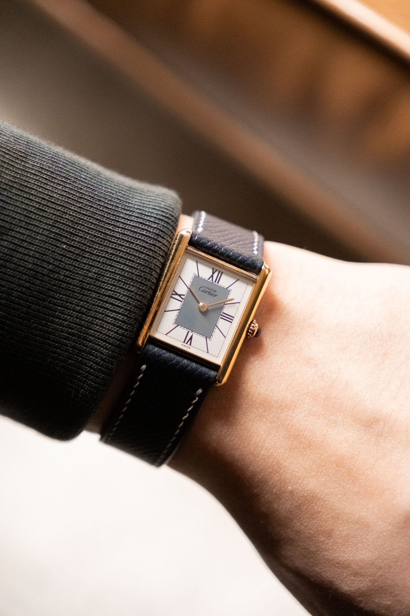 1990s Circa 1990s Cartier Tank Vermeil Must de Cartier LM White Roman Dial Quartz 590005 pre-owned watch Wristory Melbourne