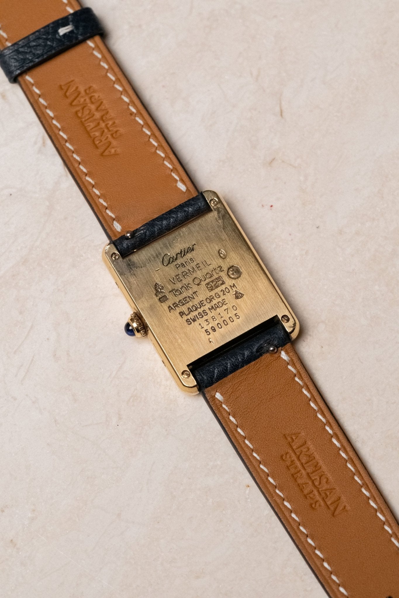 1990s Circa 1990s Cartier Tank Vermeil Must de Cartier LM White Roman Dial Quartz 590005 pre-owned watch Wristory Melbourne