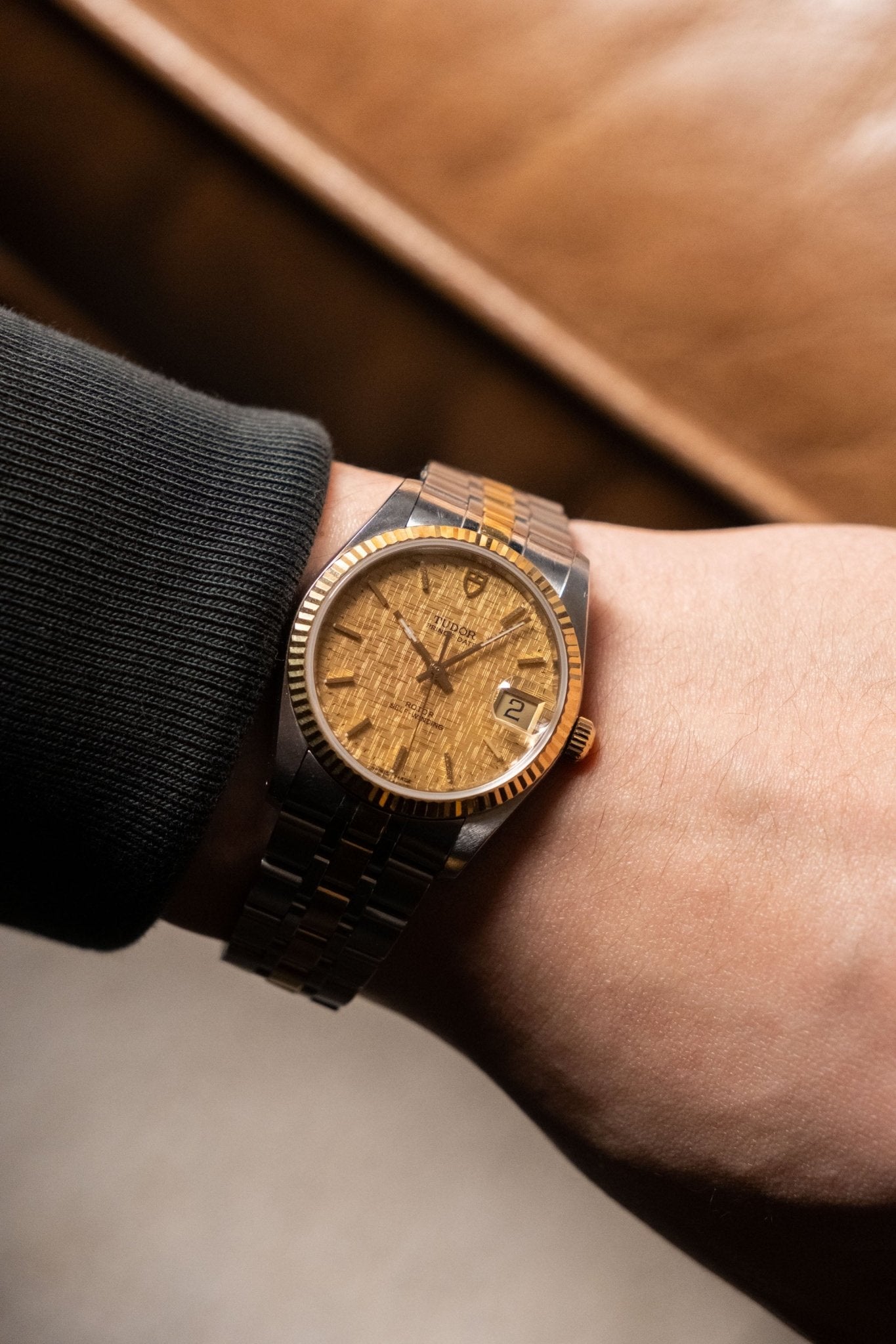 Circa 1990s Tudor Prince Date Champagne Linen Dial 74033 - Wristory