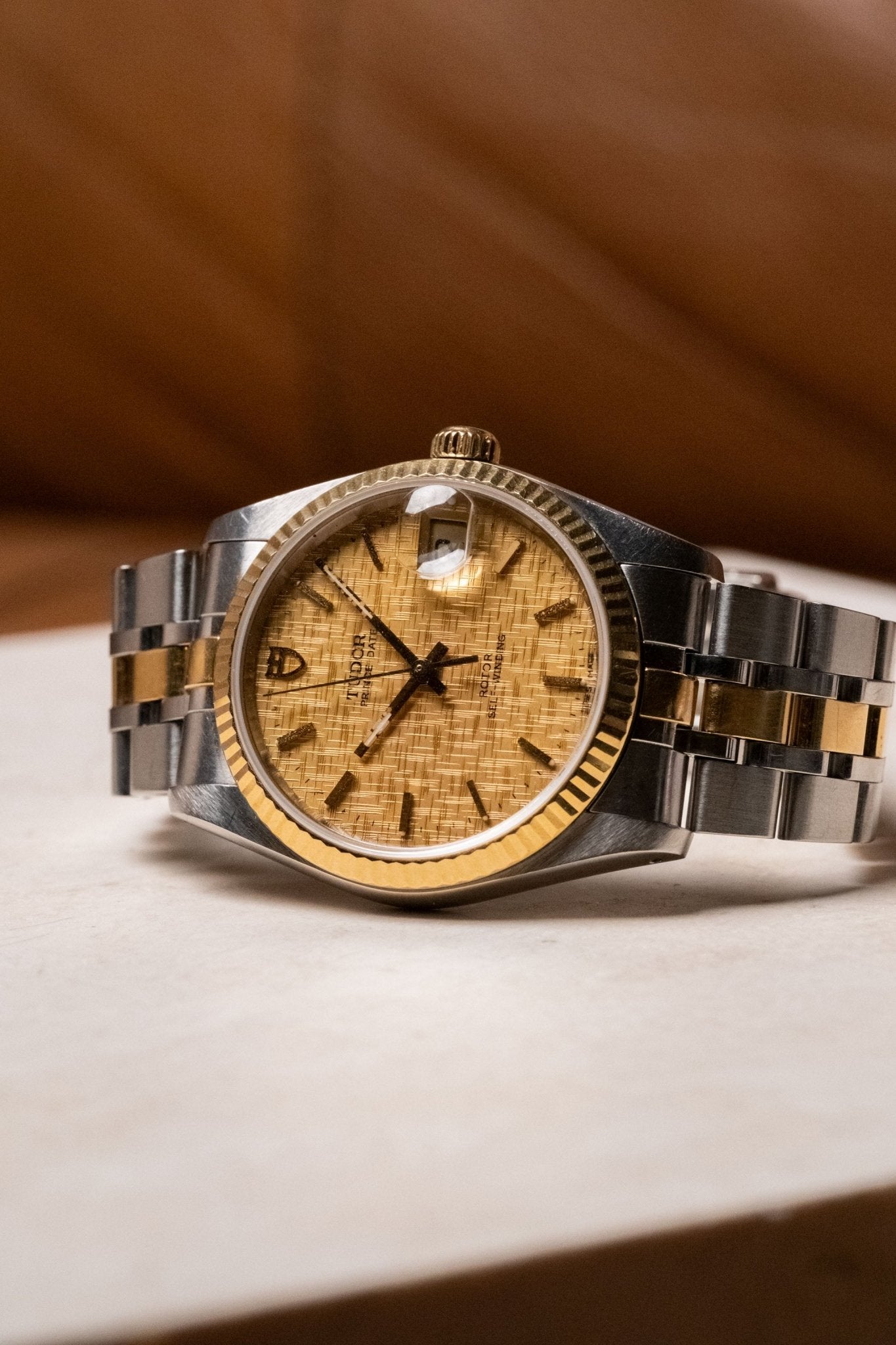 Circa 1990s Tudor Prince Date Champagne Linen Dial 74033 - Wristory