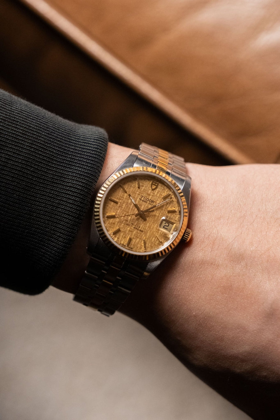 Circa 1990s Tudor Prince Date Champagne Linen Dial 74033 - Wristory