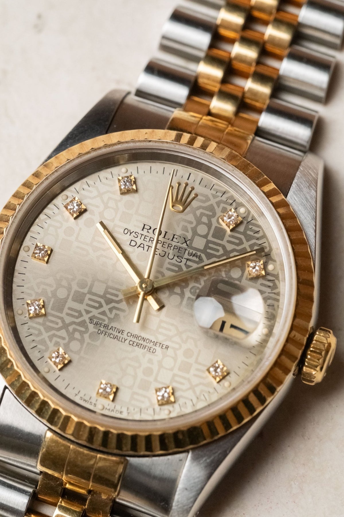 Circa 1993 Rolex Datejust 36 Anniversary Diamond Dial Ref. 16233 - Wristory