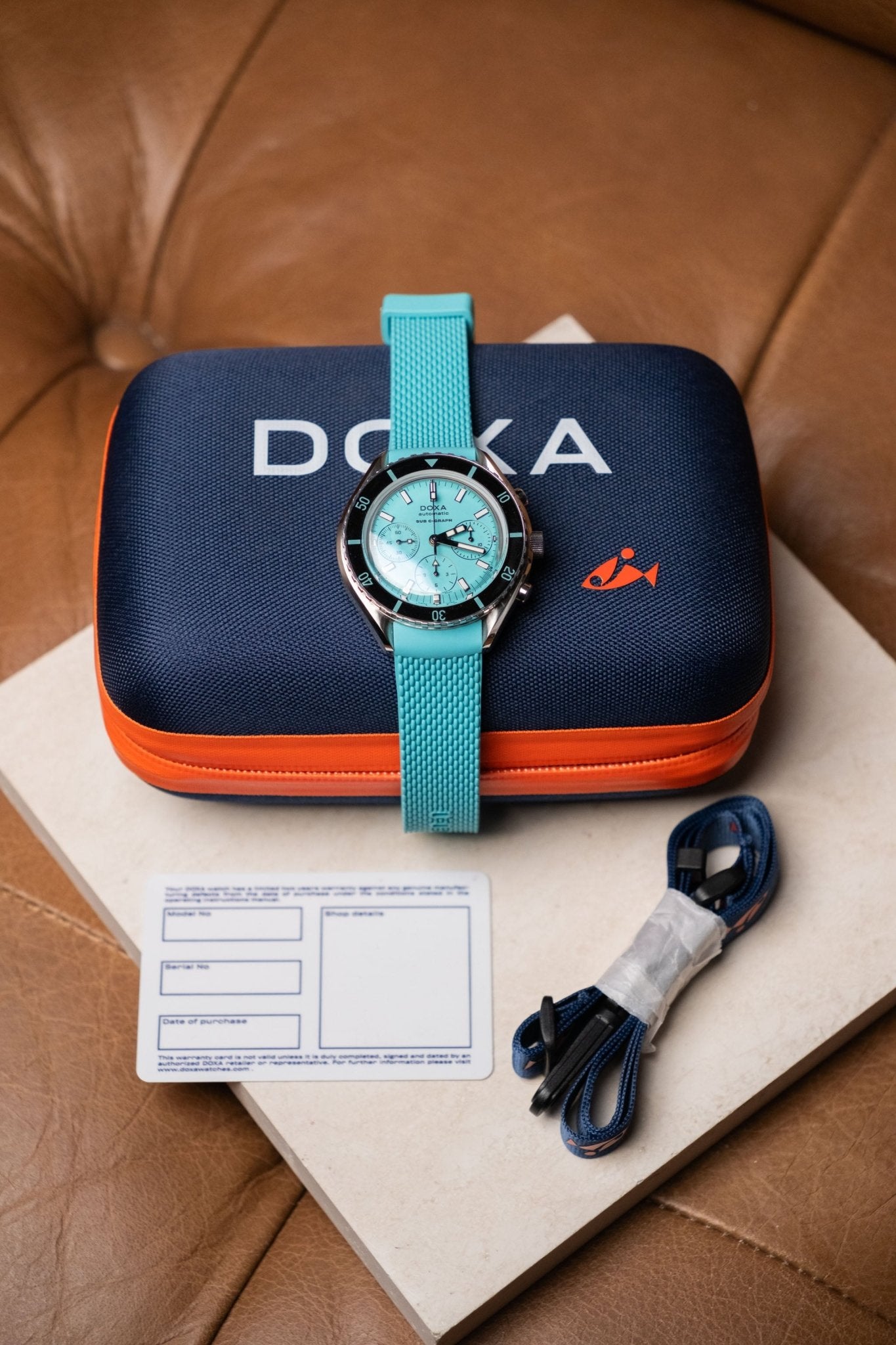 DOXA Sub 200 C - Graph Aquamarine/ Tiffany Blue Mint 45mm Full Set Ref 798.010.241.25 - Wristory