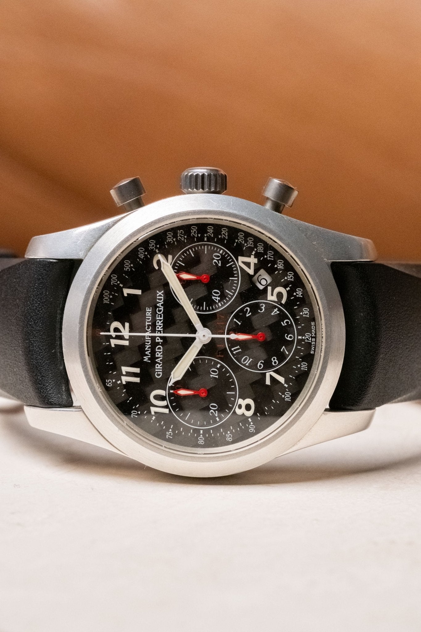 Girard-Perregaux Ferrari Chronograph “F1 047” 4955 dial detail close-up