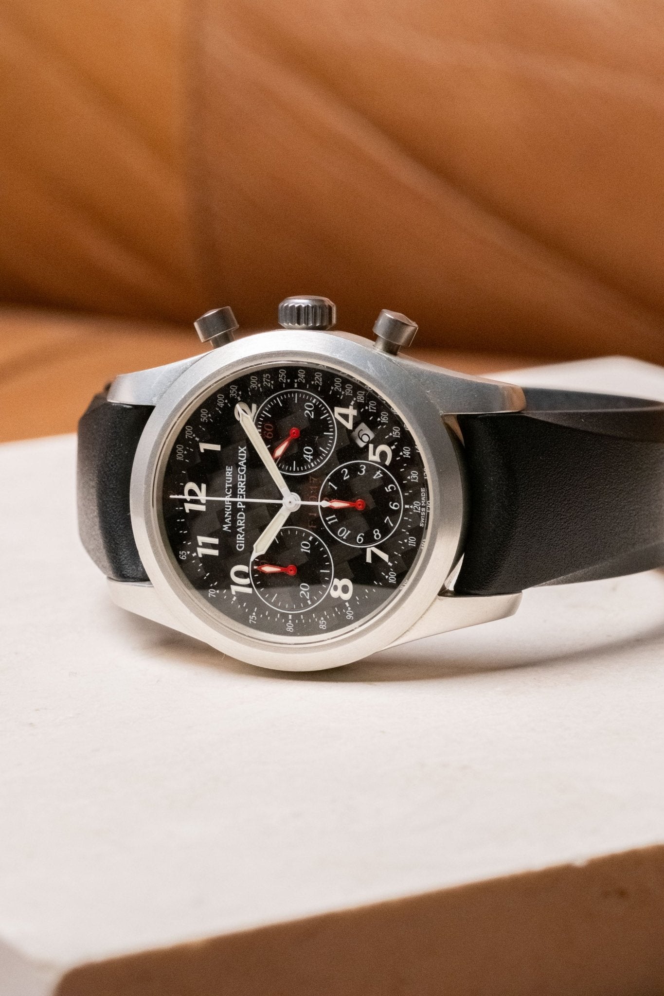 Girard-Perregaux Ferrari Chronograph “F1 047” 4955 dial detail close-up