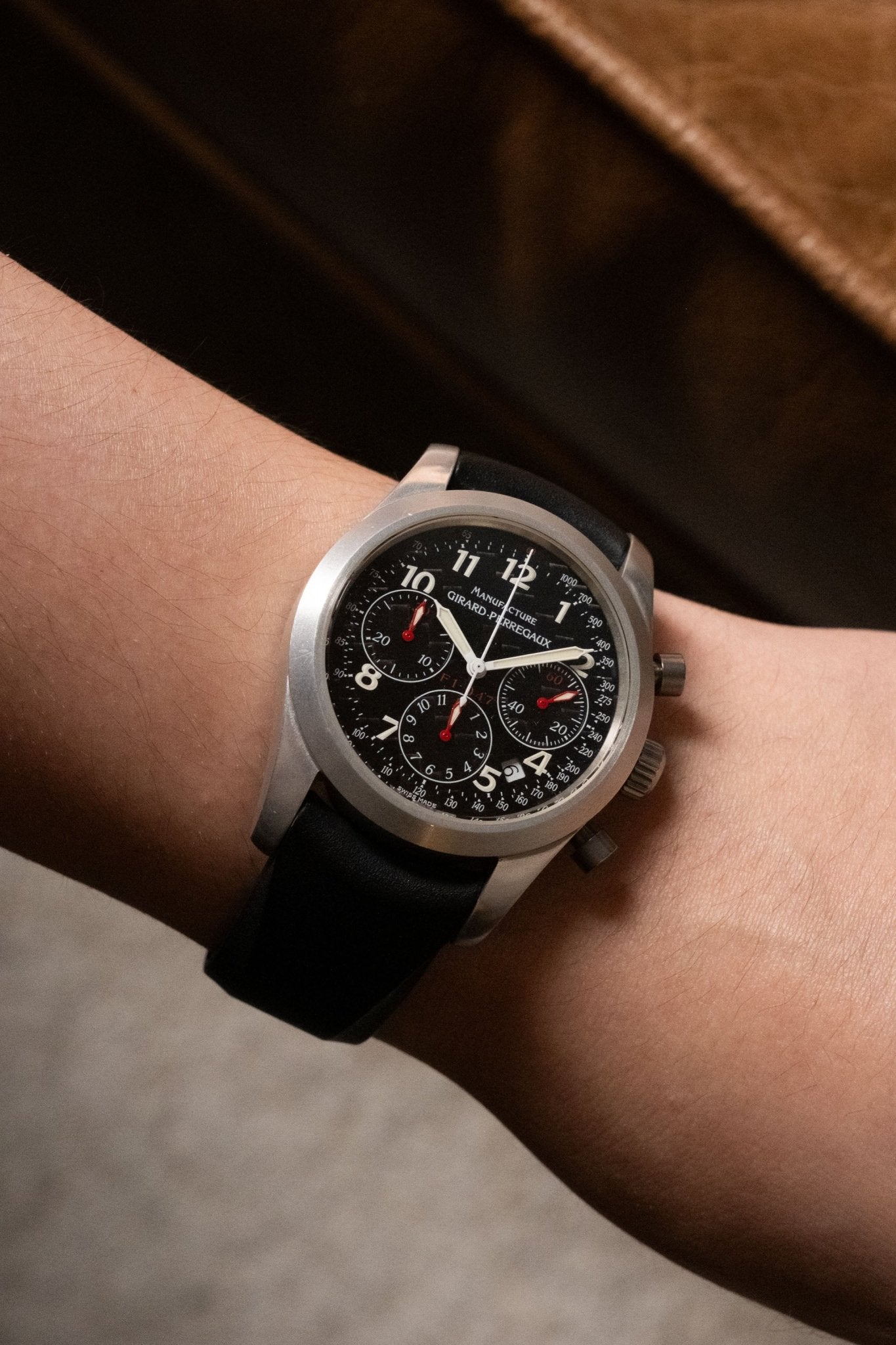 Girard-Perregaux Ferrari Chronograph “F1 047” 4955 dial detail close-up