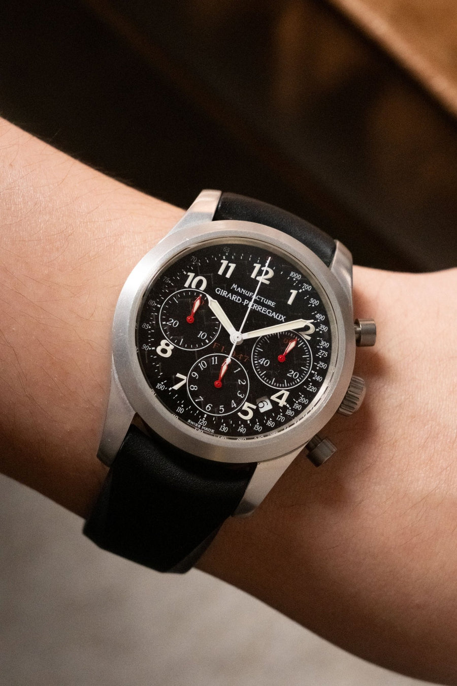 Girard-Perregaux Ferrari Chronograph “F1 047” 4955 dial detail close-up