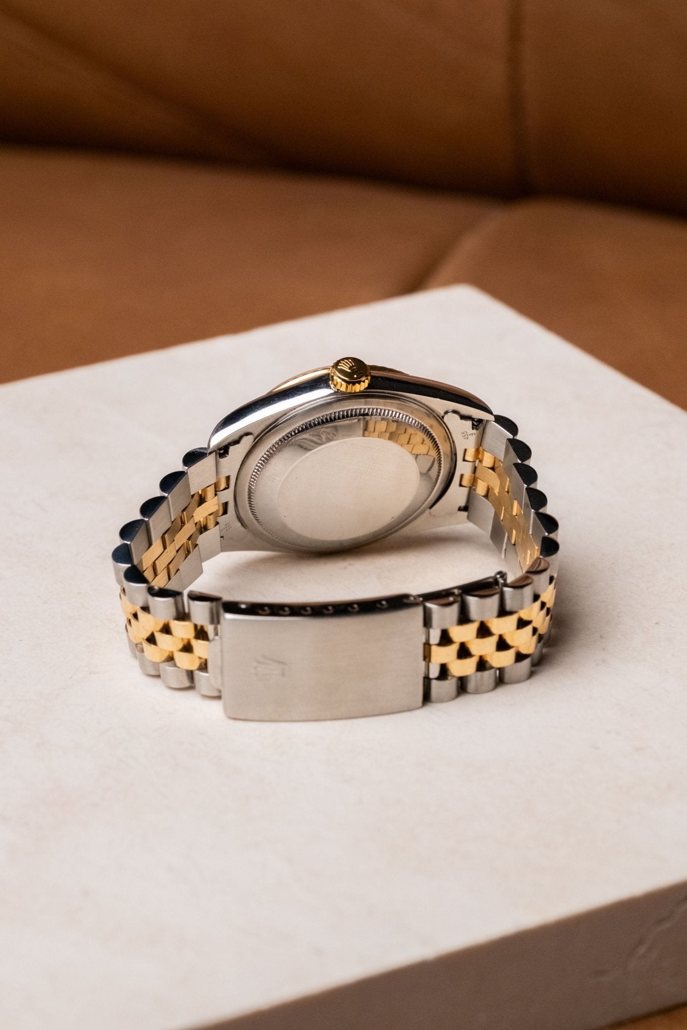 Rolex Datejust 36 Two - Tone Black Big Diamond Fluted Jubilee 16233G - Wristory