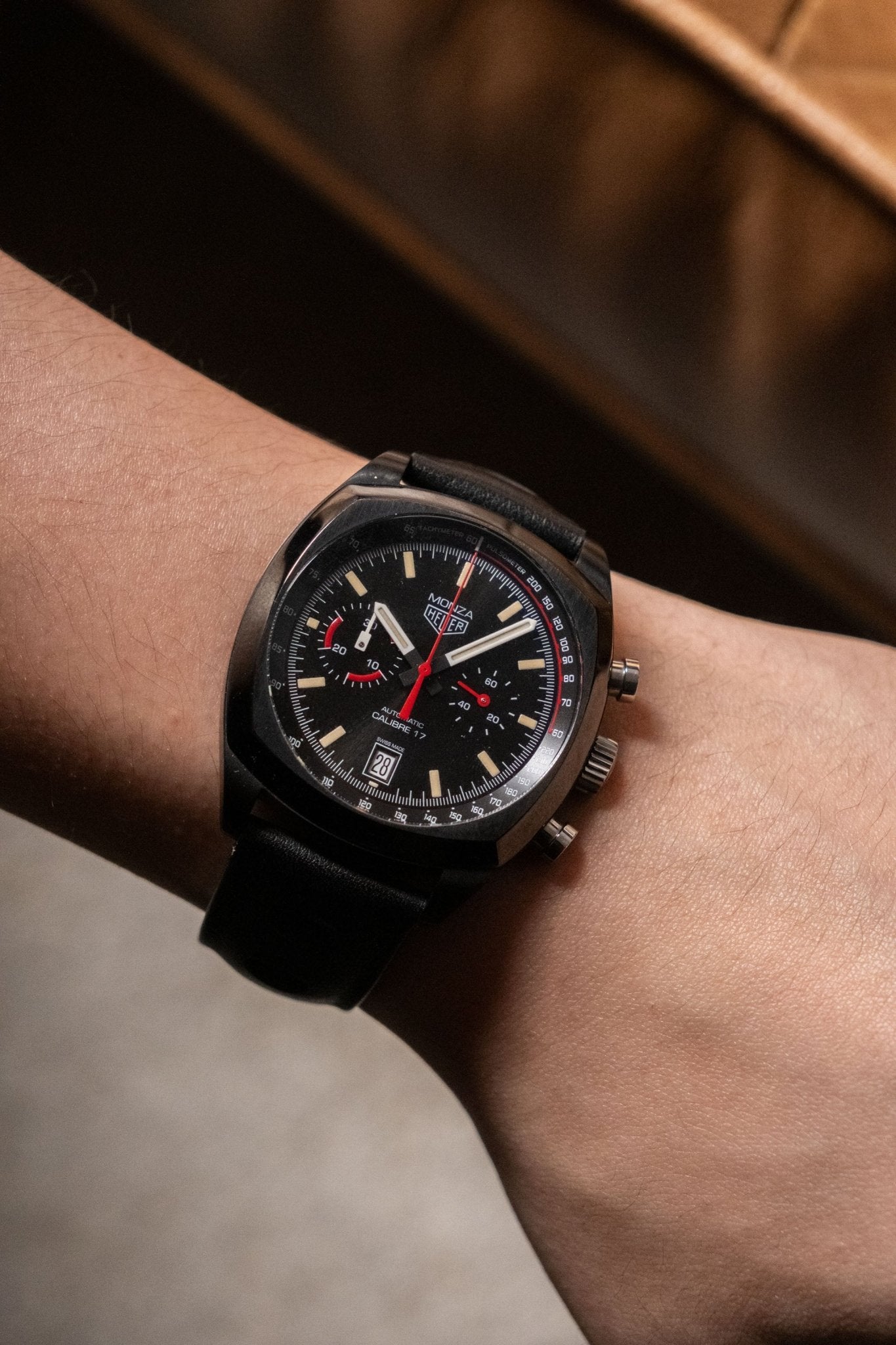 TAG Heuer Monza 40th Anniversary Chronograph Automatic Calibre 17 CR2080.FC6375 dial detail close-up